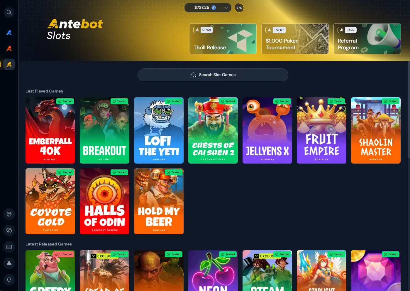 Antebot Slots Dashboard