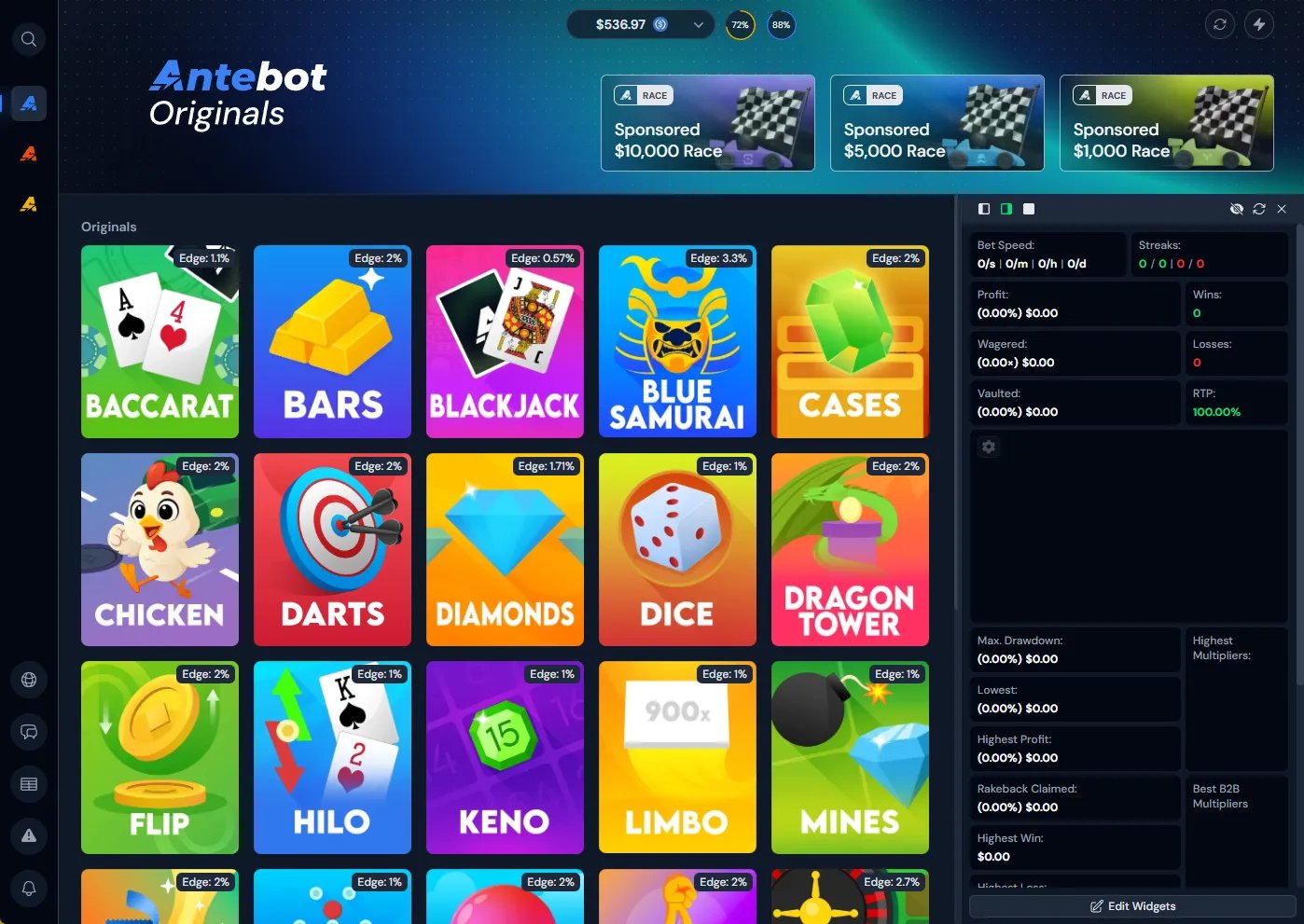 Antebot Originals Dashboard